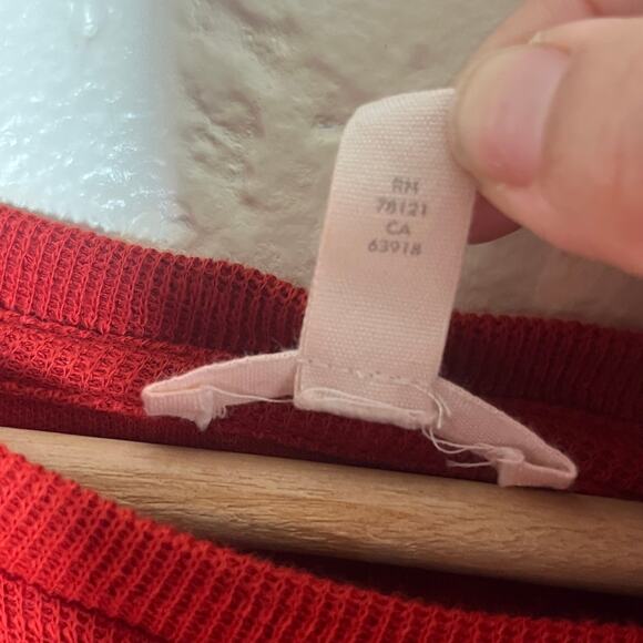 Eileen Fisher Women's Red Organic Cotton Rib Knit Crewneck Top Size Small - Picture 7 of 7